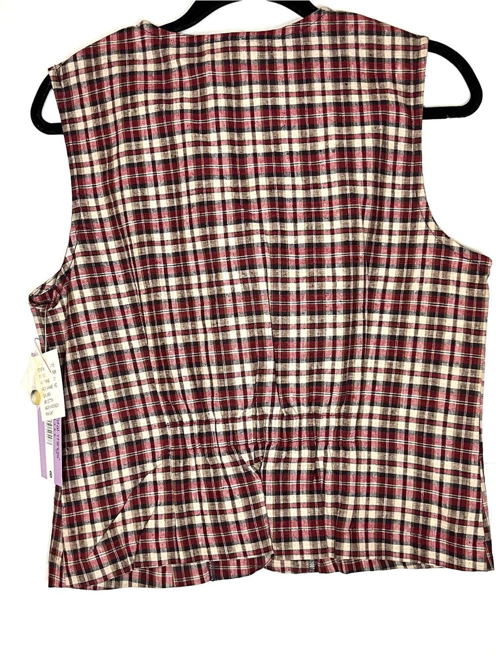 Fundamental Things Women's Burgundy Plaid Button Front Vest and  Shorts - Picture 4 of 12
